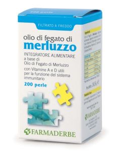 Farmaderbe - Olio Fegato di Merluzzo Integratore Alimentare Confezione 200 Perle