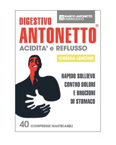 Digestivo Antonetto Acidità e Reflusso Integratore Gusto Limone 40 Compresse