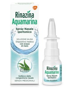 Rinazina Aquamarina Spray Nasale Ipertonico Decongestionante Raffreddore Acqua Mare Eucalipto 20 ml