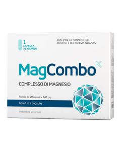 MagcomboK Integratore di Magnesio Per Funzione Muscolare e Sistema Nervoso 20 capsule