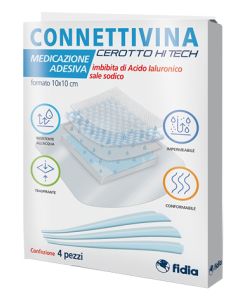Connettivina Cerotto Hi Tech Medicazione Adesiva 10x10 cm 4 Pezzi