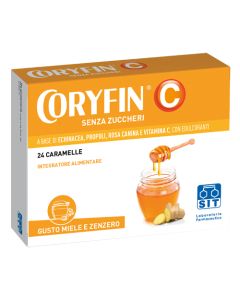 Coryfin C Senza Zuccheri Miele e Zenzero 24 Caramelle