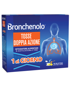 Bronchenolo Tosse Doppia Azione 1 al Giorno Integratore per la Tosse 10 Bustine