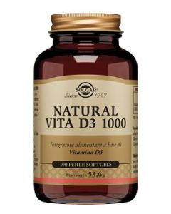 Solgar Natural Vita D3 Vitamina D 1000 Per Muscoli e Ossa 100 Perle Softgel