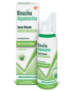Rinazina Aquamarina Family Spray Nasale Isotonico Acqua di Mare Lavaggio Nasale Neonati Adulti 100ml