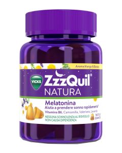 ZzzQuil NATURA Per Dormire 30 Gommose Mango Banana con Melatonina Camomilla Valeriana Lavanda