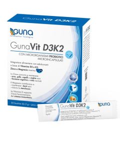 Guna Vit D3K2 Integratore Alimentare Ossa e Denti sani, 30 Bustine