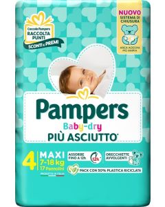 Pampers Babydry Taglia 4 Maxi (7-18 Kg) 17 Pezzi