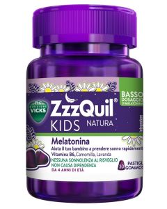 Zzzquil Kids Natura Integratore Sonno con Melatonina per Bambini 30 Pastiglie Gommose