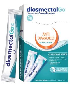 DiosmectalGo 12 Stick gusto Caramello-Cacao – Trattamento Diarrea e Crampi Addominali


