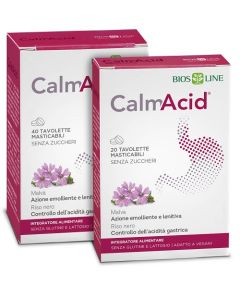 Bios Line CalmAcid - Integratore Alimentare per l'Acidità Gastrica, 20 tavolette masticabili