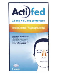 Actifed 2,5 mg + 60 mg Pseudoefedrina Cloridrato Decongestionante 12 Compresse