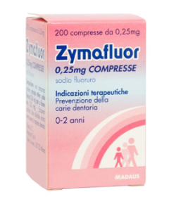 Zymafluor 0,25 mg Sodio Fluoruro Prevenzione Carie 200 Compresse