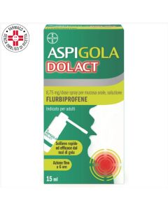 Aspi Gola Dolact - Spray Antinfiammatorio e Antidolorifico per Mal di Gola Forte Flurbiprofene 15ml