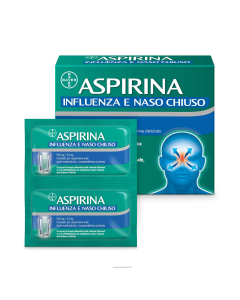 Aspirina Influenza e Naso Chiuso 500mg Acido Acetilsalicilico 30mg Pseudoefedrina Decongestionante 10 Bustine