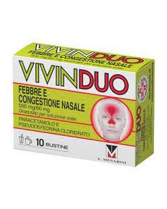 VivinDuo Febbre e Congestione Nasale 500 mg Paracetamolo/60 mg Pseudoefedrina Cloridrato 10 Bustine 0%