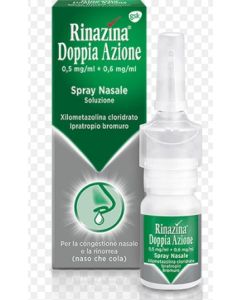 Rinazina Doppia Azione Spray Nasale Decongestionate Libera il Naso Chiuso dal Raffreddore 10 ml 0%