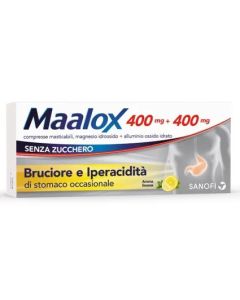 Maalox Senza Zucchero 400mg + 400mg Antiacido Aroma Limone 30 Compresse Masticabili
