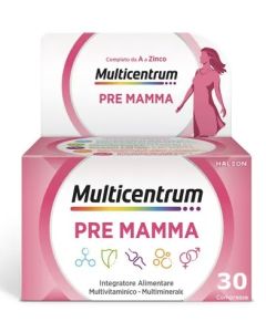 Multicentrum Pre-Mamma Integratore Alimentare Multivitaminico Acido Folico Calcio Vitamina D E 30 Compresse