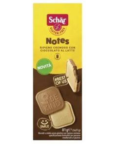 Schar Notes Biscotto Wafer senza glutine ripieno di latte e cioccolato 81 g