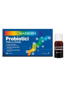 Massigen Probiotici Tripla Azione Integratore di Fermenti Lattici, 10 Flaconcini