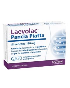 Laevolac Pancia Piatta – 30 Compresse Masticabili per Gonfiore e Meteorismo