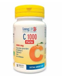 LongLife C 1000 Forte – 50 Tavolette – Integratore ad Alto Dosaggio di Vitamina C, Zinco, Vitamina D ed Echinacea