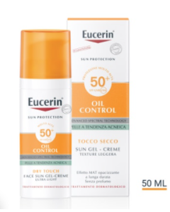 Eucerin Sun Oil Control Gel-Crema Tocco Secco FP 50+ Protezione Viso Pelle Grassa 50 ml