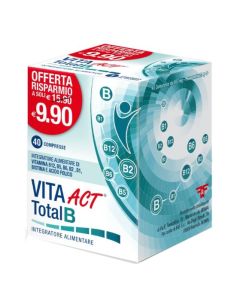Vita Act Total B – Integratore di Vitamine del Gruppo B per Energia e Sistema Immunitario – 40 Compresse