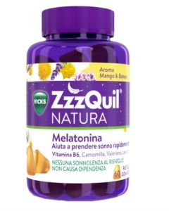 ZzzQuil Natura – 60 gomme mango-banana con melatonina e piante calmanti